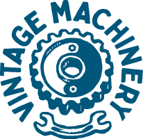 Blue Vintage Machinery Gear and Wrench Icon